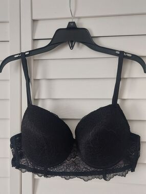 Black Lace Longline Push-Up Bra - Women Intimates